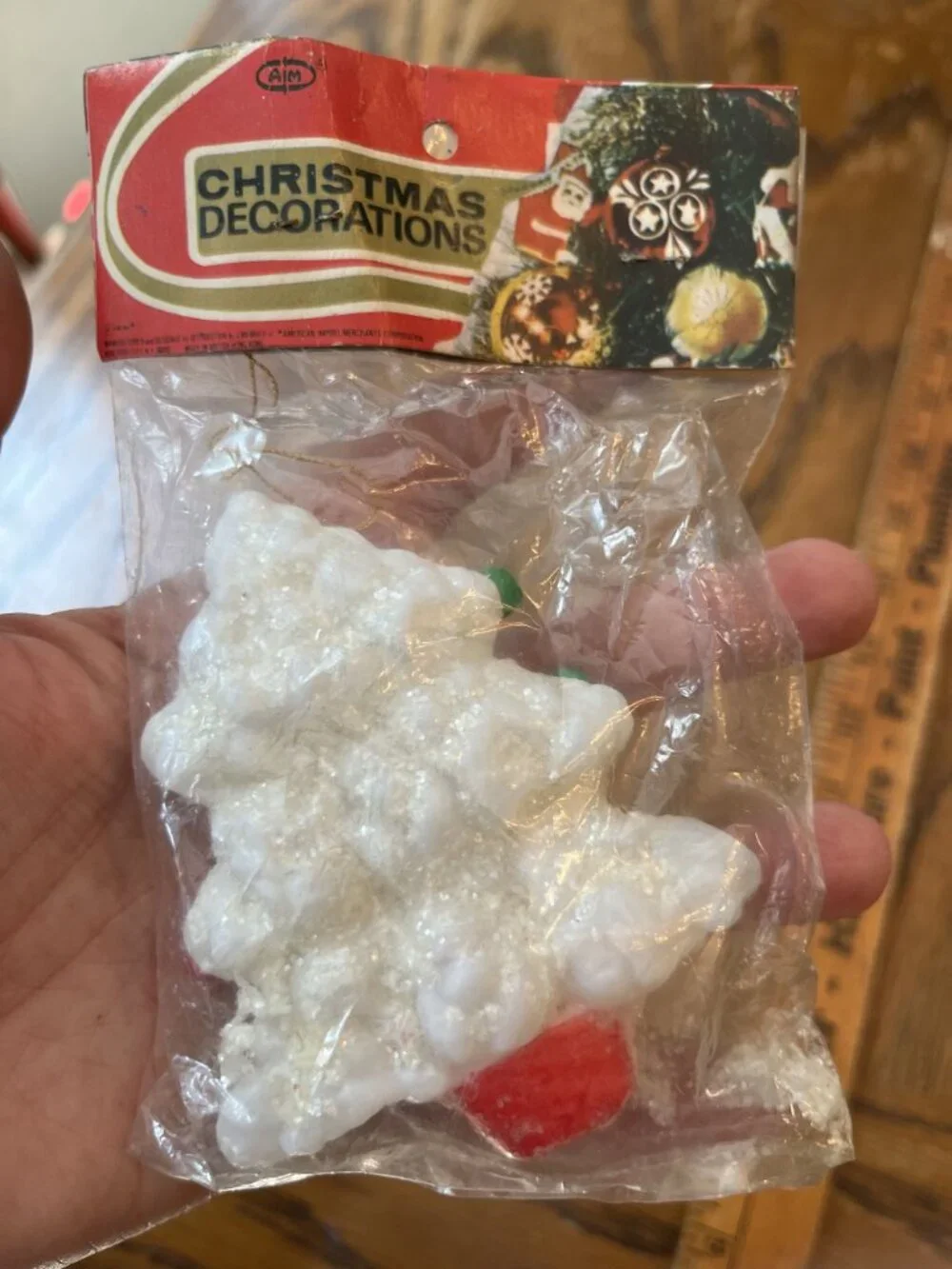 Vintage Blow Mold Christmas Tree Ornament Original Packaging